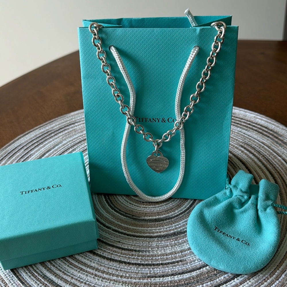 Tiffany & Co. Heart Tag Chain Link Necklace-Silver